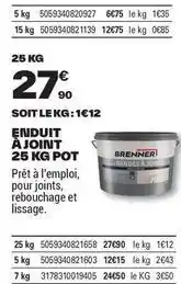 Brico Dépôt Brenner - enduit à joint 25 kg offre
