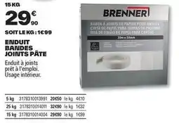 Brico Dépôt Brenner - enduit joints pâte offre