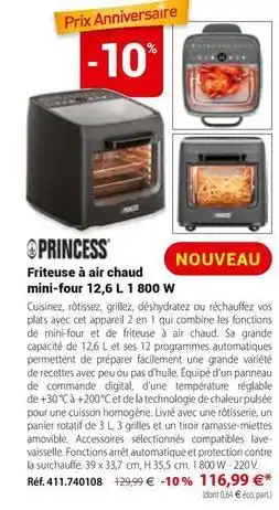 Mathon Princess - friteuse à air chaud mini-four 12,6 l 1 800 w offre