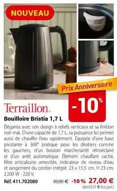 Mathon Terraillon - bouilloire brisita 1.7 l offre