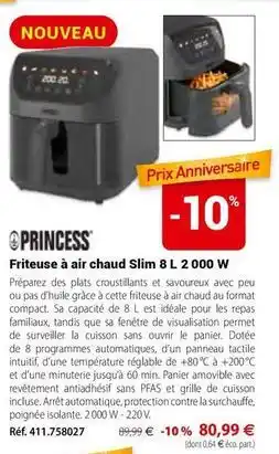 Mathon Princess - friteuse à air chaud slim 8 l 2000 w offre
