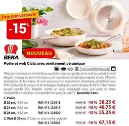 Mathon Beka - poêle et wok ciola avec revêtement céramique offre