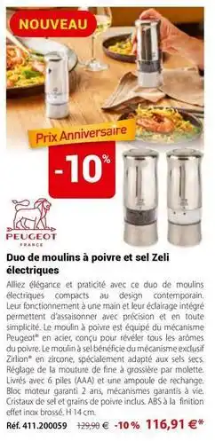 Mathon Peugeot - duo de moulins à poivre et sel zeli électriques offre