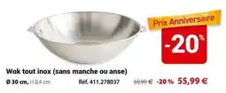 Mathon Wok tout inox (sans manche ou anse) offre