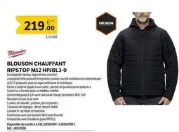 DomPro Milwaukee - blouson chauffant ripstop m12 hpjbl3-0 offre