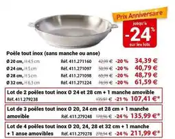 Mathon Poêle tout inox (sans manche ou anse) offre