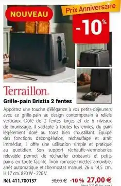 Mathon Terraillon - grille-pain brisia 2 fentes offre