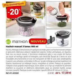 Mathon Hachoir manuel 3 lames 900 ml offre