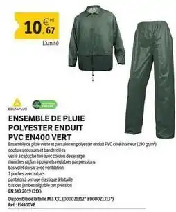 DomPro Deltaplus - ensemble de pluie polyester enduit pvc en400 vert offre