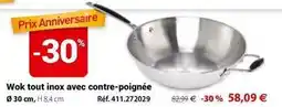 Mathon Wok tout inox avec contre-poignée offre