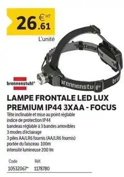 DomPro Bra - lampe frontale led lux premium ip44 3xaa-focus offre