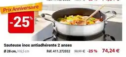 Mathon Sauteuse inox antiadherente 2 anses offre