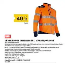 DomPro Oxford - veste haute visibilite led marine/orange offre