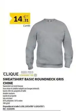 DomPro Sweatshirt basic roundneck gris chine offre