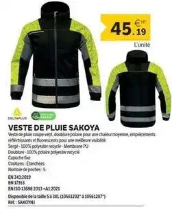 DomPro Deltaplus - veste de pluie sakoya offre
