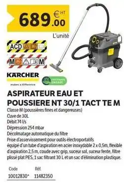 DomPro Kärcher - aspirateur eau et poussiere nt 30/1 tact te m offre