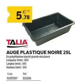 Auge plastique noire 25l