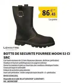 DomPro Lemaitre - botte de securite fourree moon s3 ci src offre