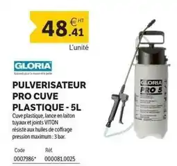 DomPro Gloria cuisine - pulverisateur pro cuve plastique offre