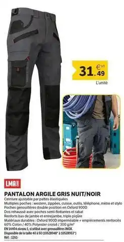 DomPro Oxford - pantalon argile gris nuit/noir offre