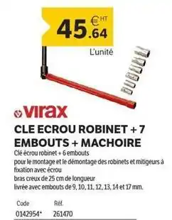 DomPro Virax - cle ecrou robinet + 7 embouts + machoire offre