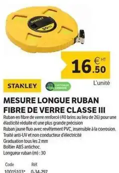 DomPro Stanley - mesure longue ruban fibre de verre classe iii offre