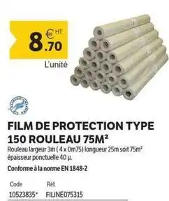DomPro 3m - film de protection type 150 rouleau 75m2 offre