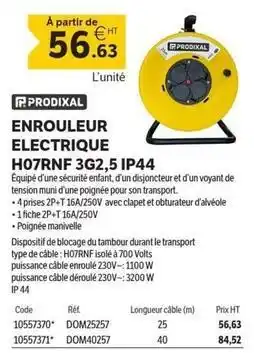 DomPro Enrouleur electrique 3g2,5 ip44 offre