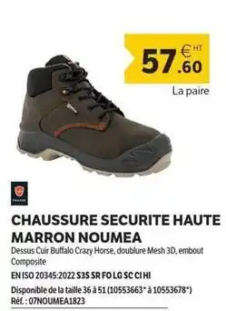 DomPro Buffalo - chaussure securite haute marron noumea offre