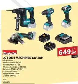 DomPro Makita - lot de 4 machines 18v 5ah offre