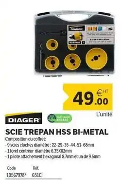DomPro Diager - scie trepan hss bi-metal offre
