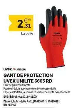 DomPro Gant de protection uvex unilite 6605 rd offre