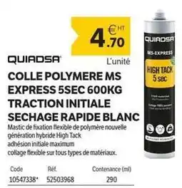 DomPro Tous - colle polymere ms express 5sec 600kg traction initiale sechage rapide blanc offre