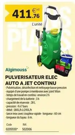 DomPro Algimouss - pulverisateur auto a jet continu offre