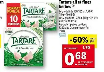 Lidl Tartare Ail Et Fines Herbes offre