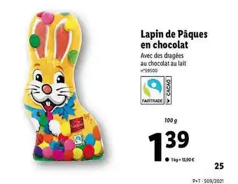 Lidl Lapin De Pâques En Chocolat offre