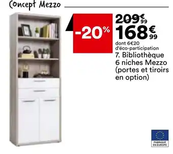 BUT Bibliothèque 6 niches Mezzo (portes et tiroirs en option) offre