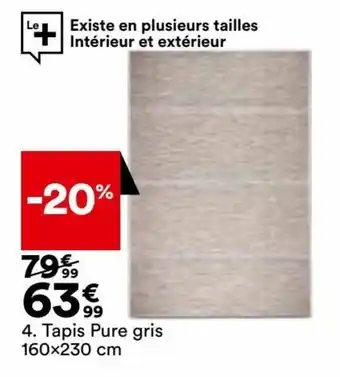 BUT Tapis Pure Gris offre
