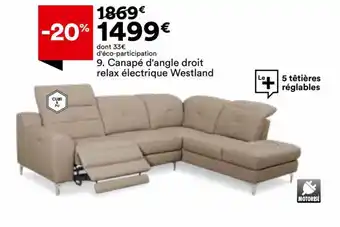 BUT Canapé d'Angle Droit Relax électrique Westland offre