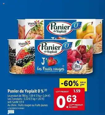 Lidl Panier De Yoplait 0% offre