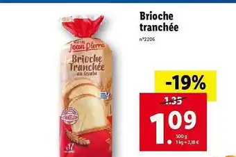 Lidl Brioche Tranchée Maître Jean Pierre offre