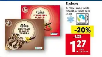 Lidl Gelatelli 6 Cônes offre