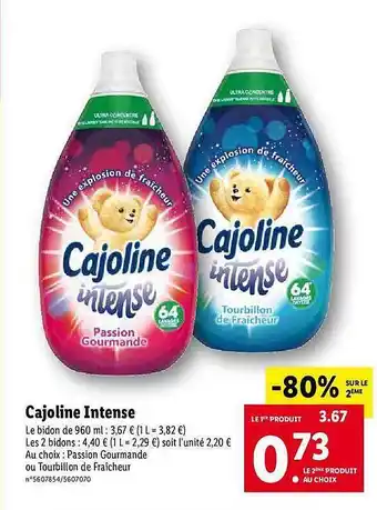 Lidl Cajoline Intense offre