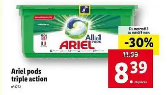 Lidl Ariel Pods Triple Action offre