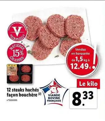 Lidl 12 Steaks Hachés Façon Bouchère offre