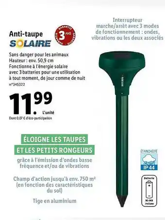 Lidl Anti-taupe Solaire offre