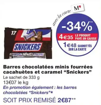 SNICKERS Barres chocolatées minis fourrées cacahuètes et caramel