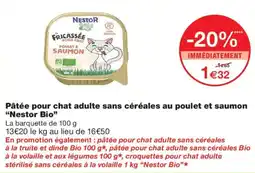 Monoprix Nestor Bio Pâtée pour chat adulte sans céréales offre