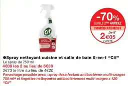 Monoprix Cif Spray nettoyant cuisine et salle de bain 5-en-1 offre