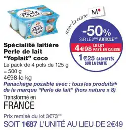 Monoprix Perle de lait Yoplait coco offre